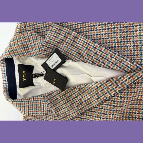 Maje Classic Houndstooth Blazer in Blue, Tan and White - NWT - Picture 4 of 5